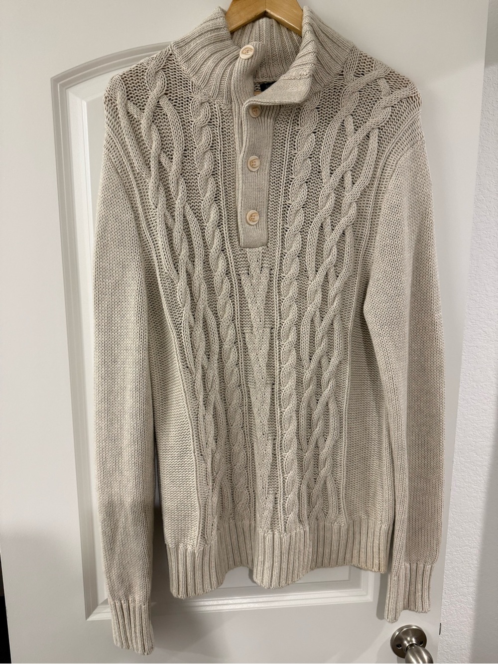 Banana Republic Men's Cable-Knit Sweater - Cream